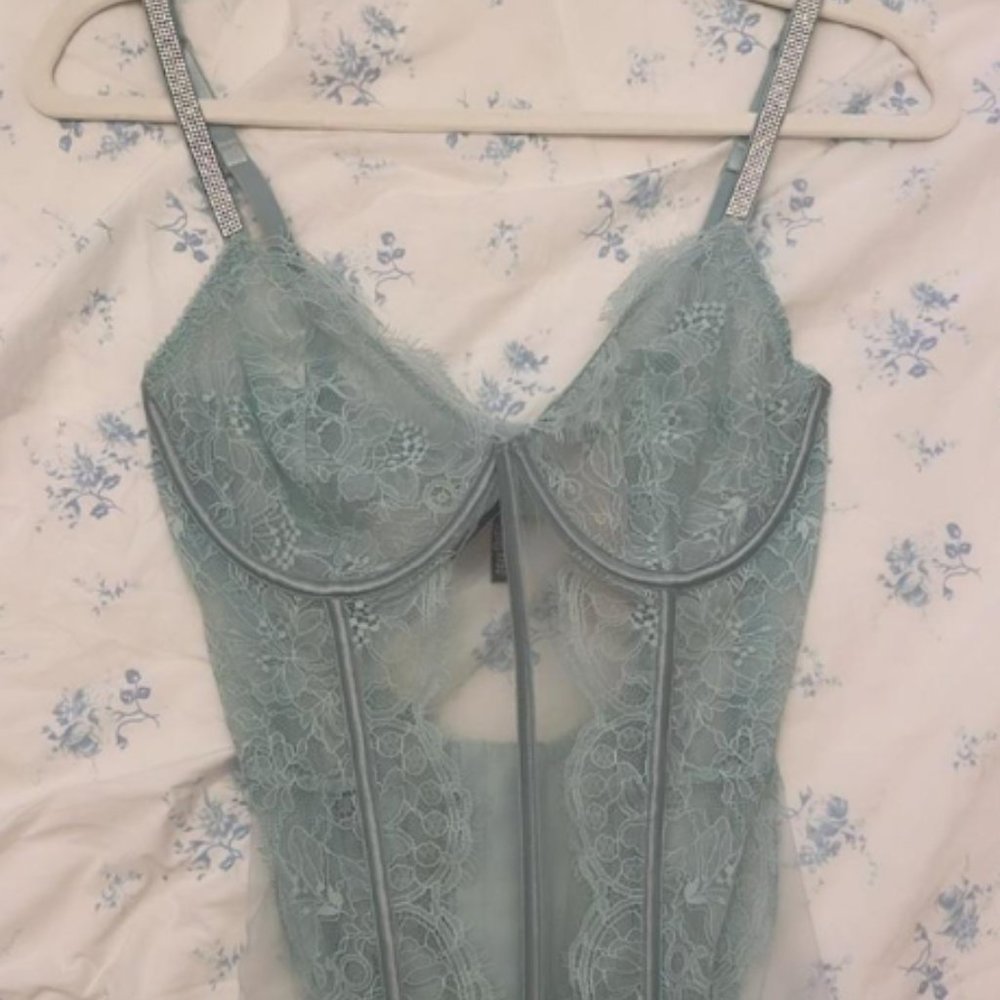 COPY - victoria’s secret Shine Strap Lace Corset in color 18PW Mint Haze size s…